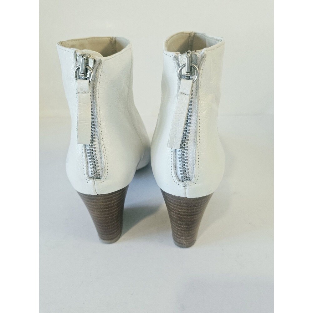 ZARA Basic Collection White Leather Ankle Bootie Pointed Toe Zip 7.5M EU38 - Picture 5 of 8